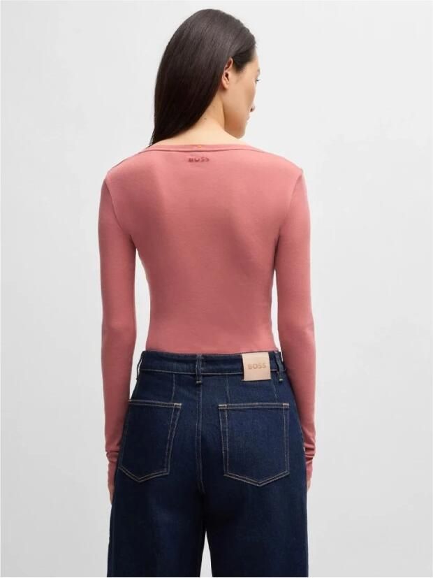 Boss Orange Shirt met lange mouwen en geribde ronde hals model 'Elayer' - Foto 4