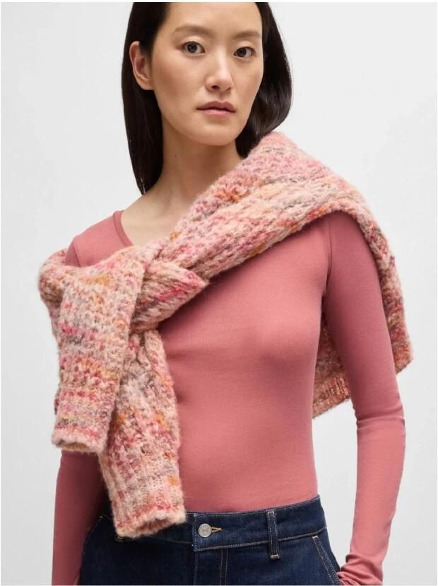 Boss Orange Shirt met lange mouwen en geribde ronde hals model 'Elayer' - Foto 2