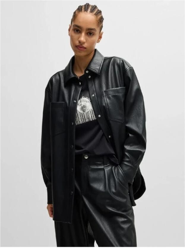 Boss Orange Leren blazer C_Janjura1 met borstzakken - Foto 2