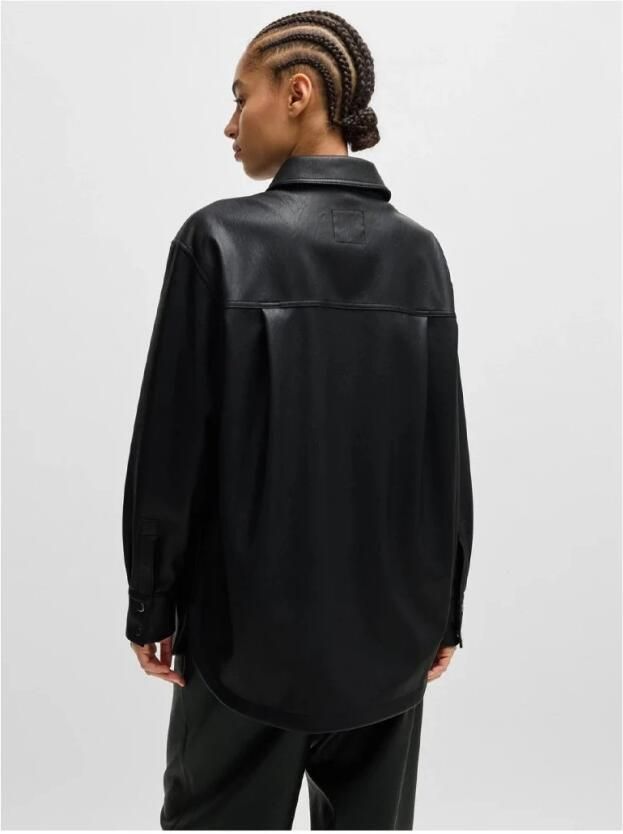 Boss Orange Leren blazer C_Janjura1 met borstzakken - Foto 3