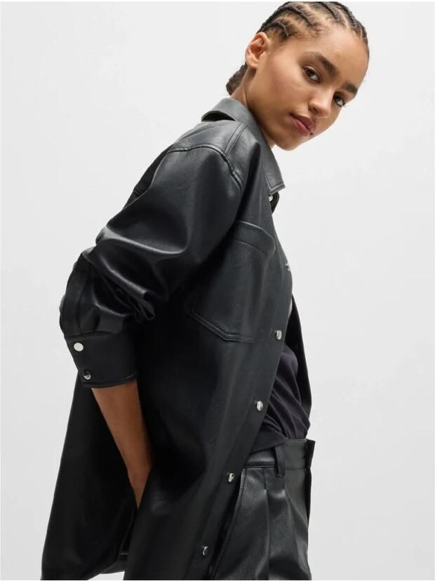 Boss Orange Leren blazer C_Janjura1 met borstzakken - Foto 5