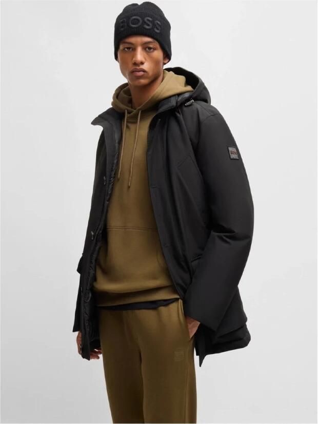 Hugo Boss Zwarte Polyester Jas Herfst Winter Collectie Black Heren - Foto 4