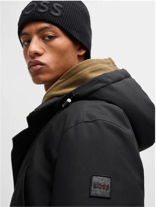 Hugo Boss Zwarte Polyester Jas Herfst Winter Collectie Black Heren - Foto 2