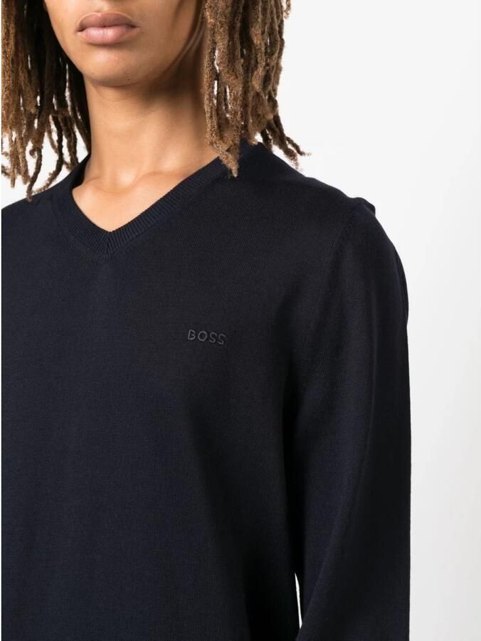 Boss Regular fit gebreide pullover van pure scheerwol model 'BARAM-L'