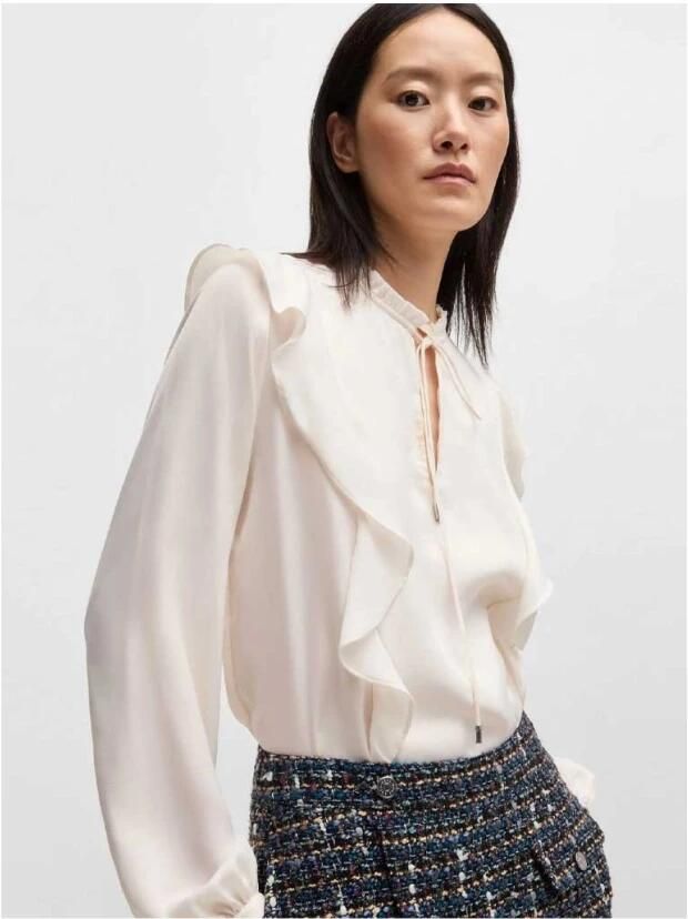 Boss Orange Regular fit blouse met volants model 'BIRENNA' - Foto 3