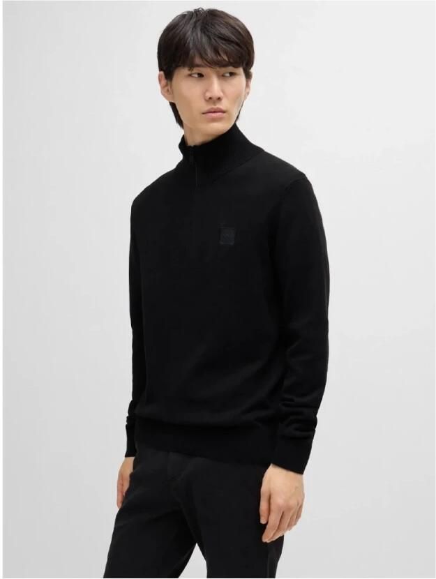 Boss Orange Regular-Fit Katoenen en Kasjmier Trui met Ritssluiting Black Heren - Foto 4