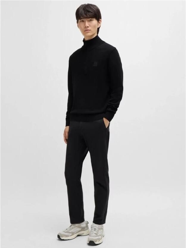 Boss Orange Regular-Fit Katoenen en Kasjmier Trui met Ritssluiting Black Heren - Foto 3