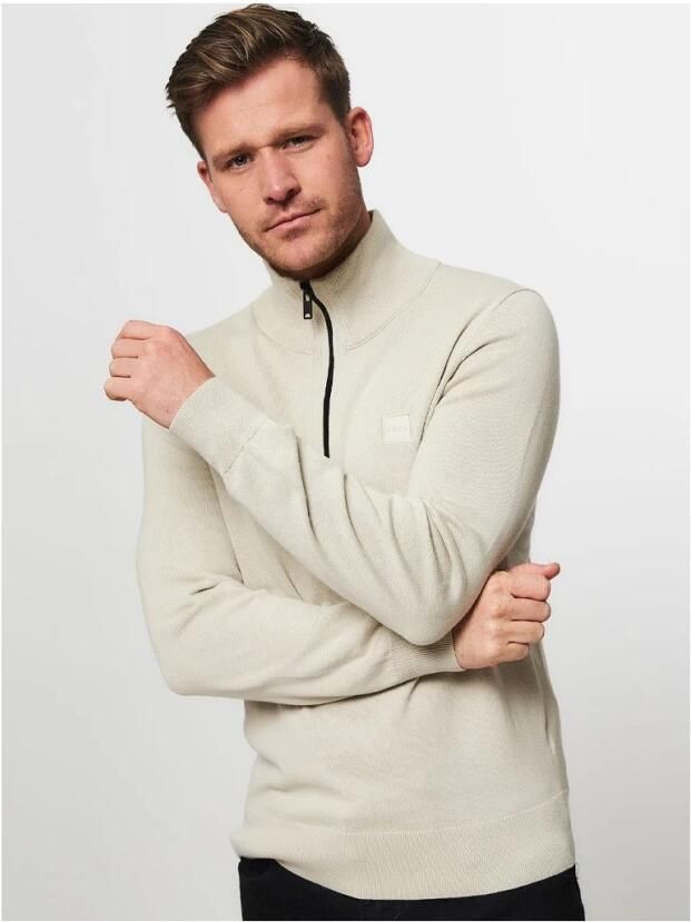 Boss Orange Beige Zip Coltrui met Regular Fit en Zachte Feel Beige Heren - Foto 5