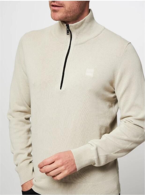 Boss Orange Beige Zip Coltrui met Regular Fit en Zachte Feel Beige Heren - Foto 9