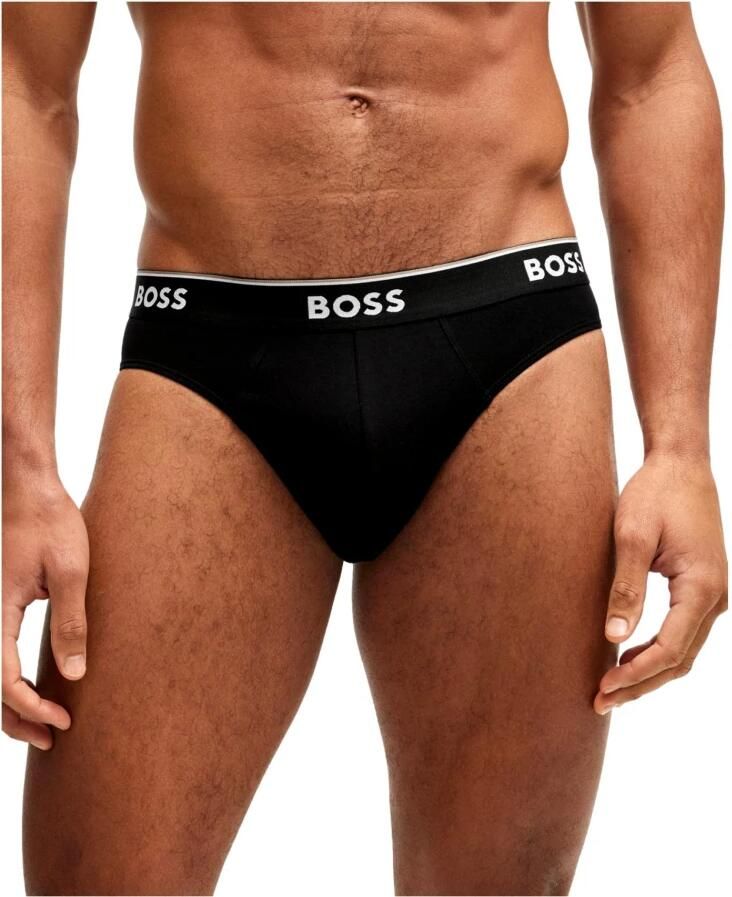 Hugo Boss Stretch Katoen Elastische Taille Briefs 3-Pack Black Heren - Foto 2