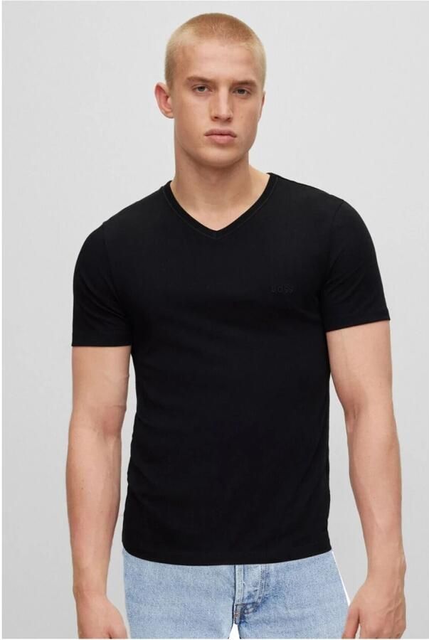 Boss Katoenen T-shirts 3-pack Regular Fit V-hals Logo Borduursel Black Heren - Foto 14