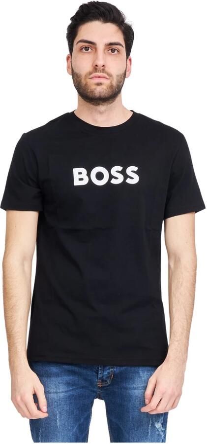 Boss T-shirt Korte Mouw Contrast Logo RN T-Shirt Black - Foto 6
