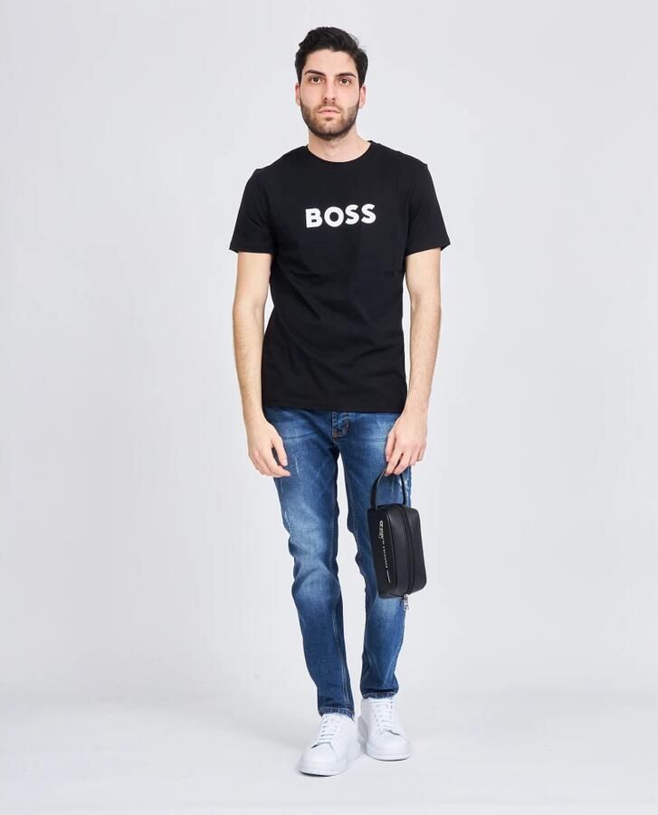 Boss T-shirt Korte Mouw Contrast Logo RN T-Shirt Black