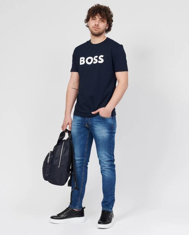 Boss T-shirt met applicatie met labelstitching model 'Tiburt' - Foto 4