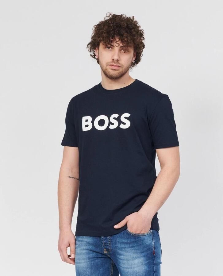 Boss T-shirt met applicatie met labelstitching model 'Tiburt' - Foto 5