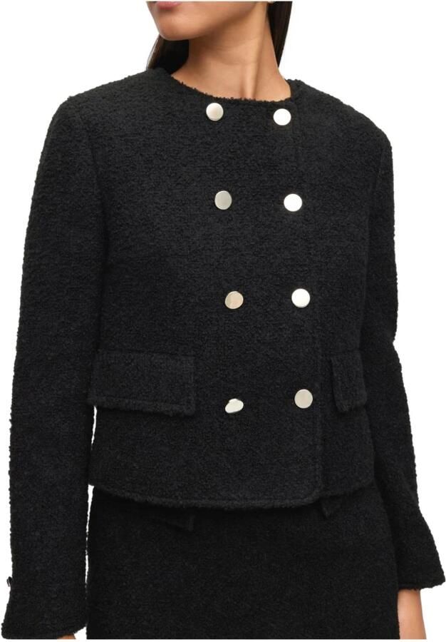 Hugo Boss Tweed Dubbelbreasted Jas Jesetta 50498470 Zwart Black Dames - Foto 2