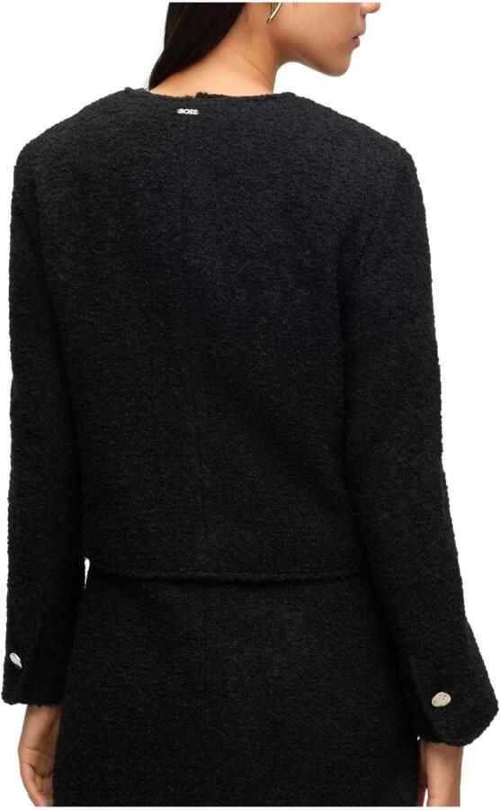 Hugo Boss Tweed Dubbelbreasted Jas Jesetta 50498470 Zwart Black Dames - Foto 3
