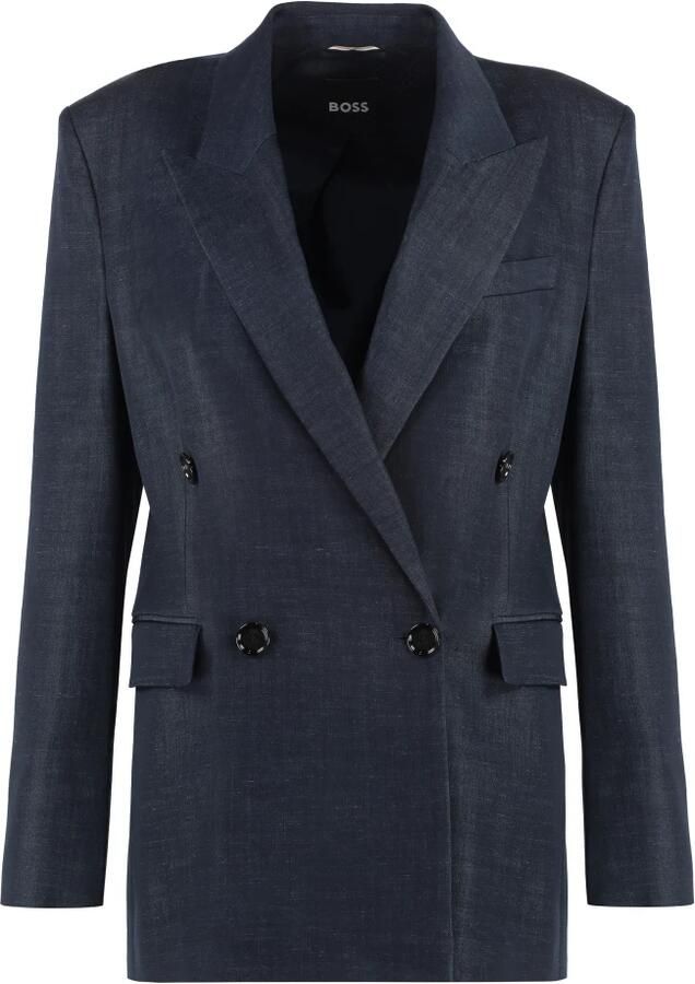 Hugo Boss Getailleerde Blazer met Klassieke Details Blue Dames