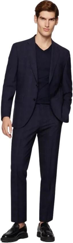 Hugo Boss Slim-Fit Wollen Pullover V-Hals Trui Blue Heren - Foto 10