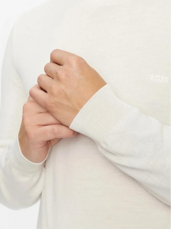 Boss Gebreide pullover van scheerwol met labelstitching model 'Otto' - Foto 6