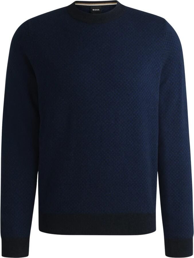 Hugo Boss Verfijnde jacquard trui in zachte katoen Blue Heren - Foto 5