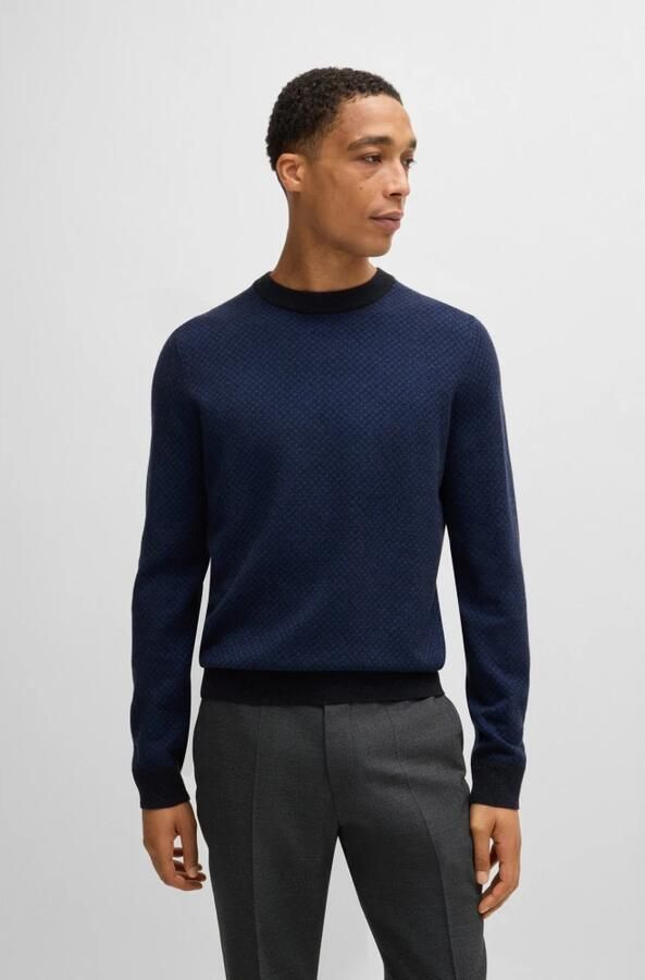 Hugo Boss Verfijnde jacquard trui in zachte katoen Blue Heren - Foto 2