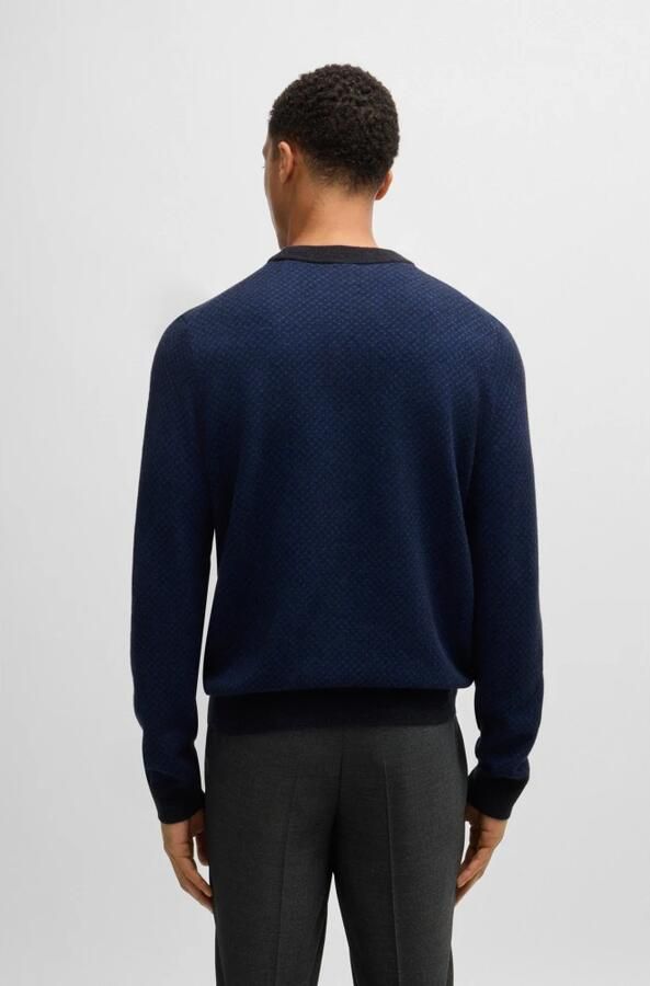 Hugo Boss Verfijnde jacquard trui in zachte katoen Blue Heren - Foto 3