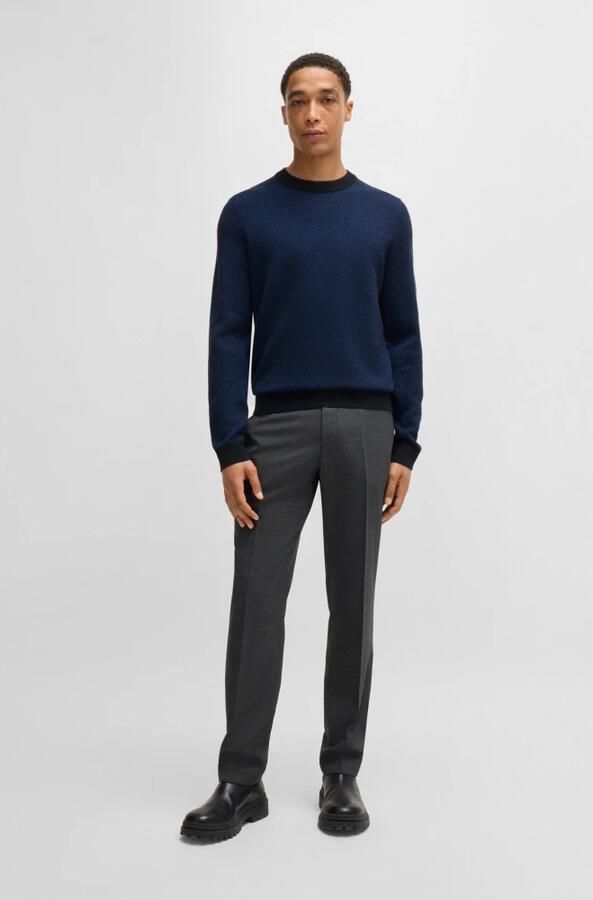 Hugo Boss Verfijnde jacquard trui in zachte katoen Blue Heren - Foto 4