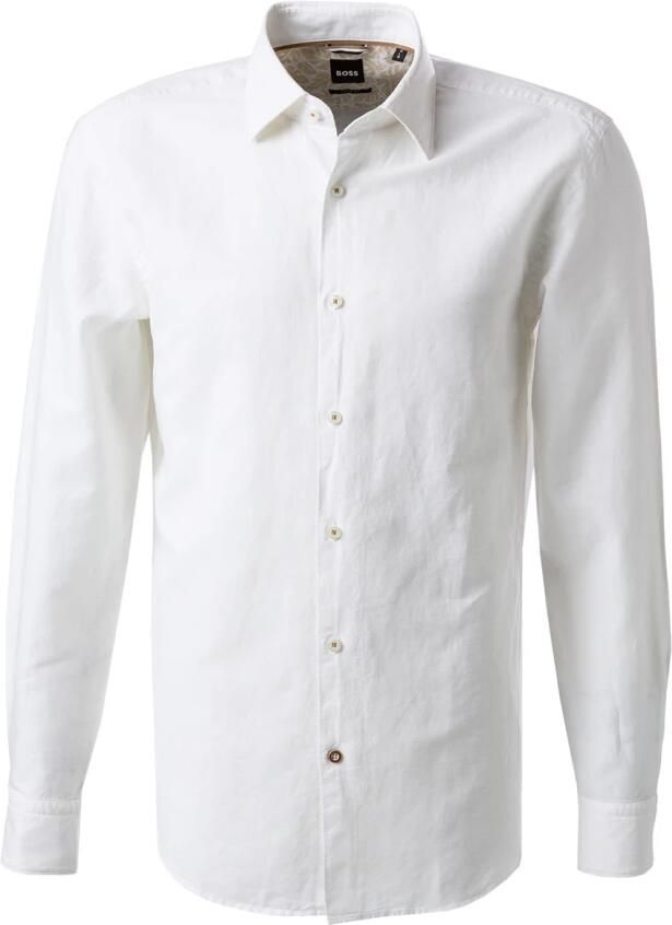 Hugo Boss Witte Linnen Katoenen Casual Fit Overhemd White Heren - Foto 4