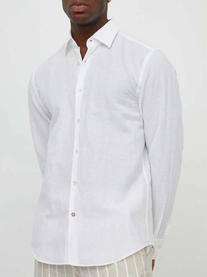 Hugo Boss Witte Linnen Katoenen Casual Fit Overhemd White Heren - Foto 2