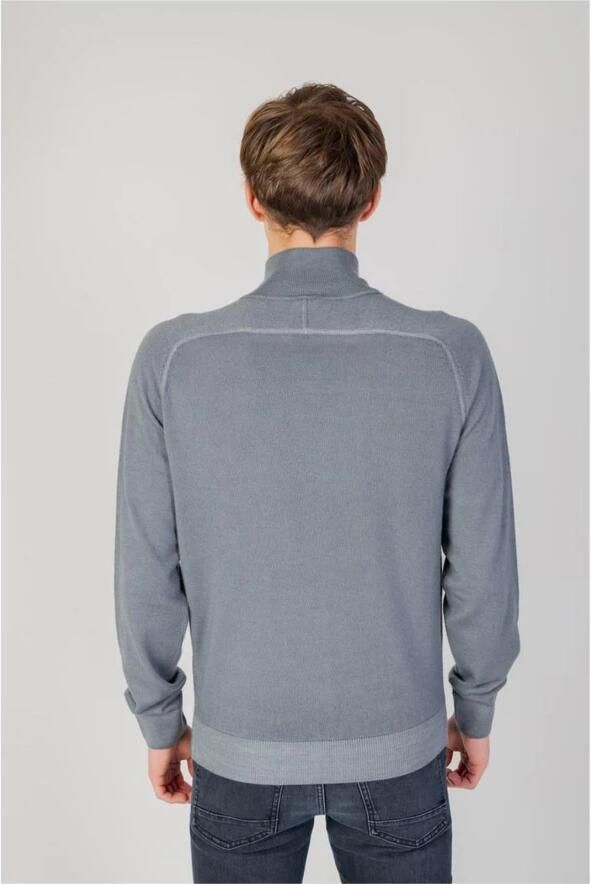 Hugo Boss Grijze Wollen Turtleneck Cardigan met Rits Gray Heren - Foto 3