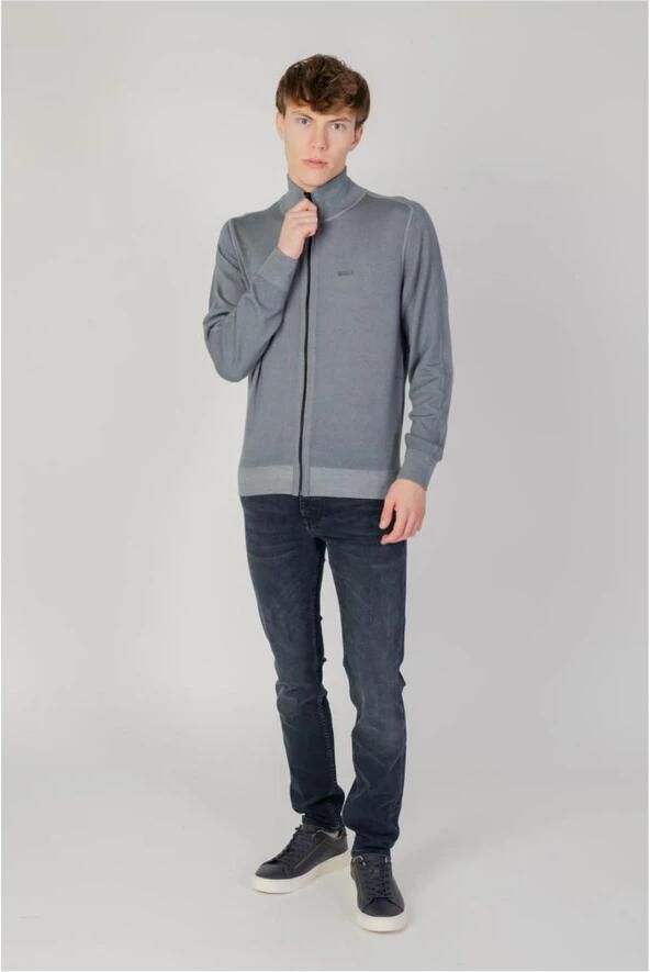 Hugo Boss Grijze Wollen Turtleneck Cardigan met Rits Gray Heren - Foto 2
