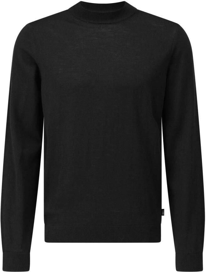 Hugo Boss Minimalistische Virgin Wool Trui Black Heren