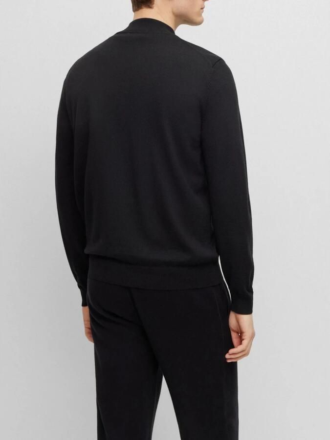 Hugo Boss Zwarte Cardigan met Lange Mouwen Rits en Geborduurd Logo Black Heren - Foto 8