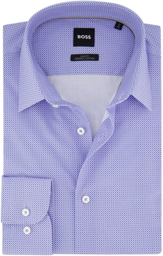 Hugo Boss Zwart ml5 H-Hank Lichtblauw Geprinte Overhemdjurk Blue Heren