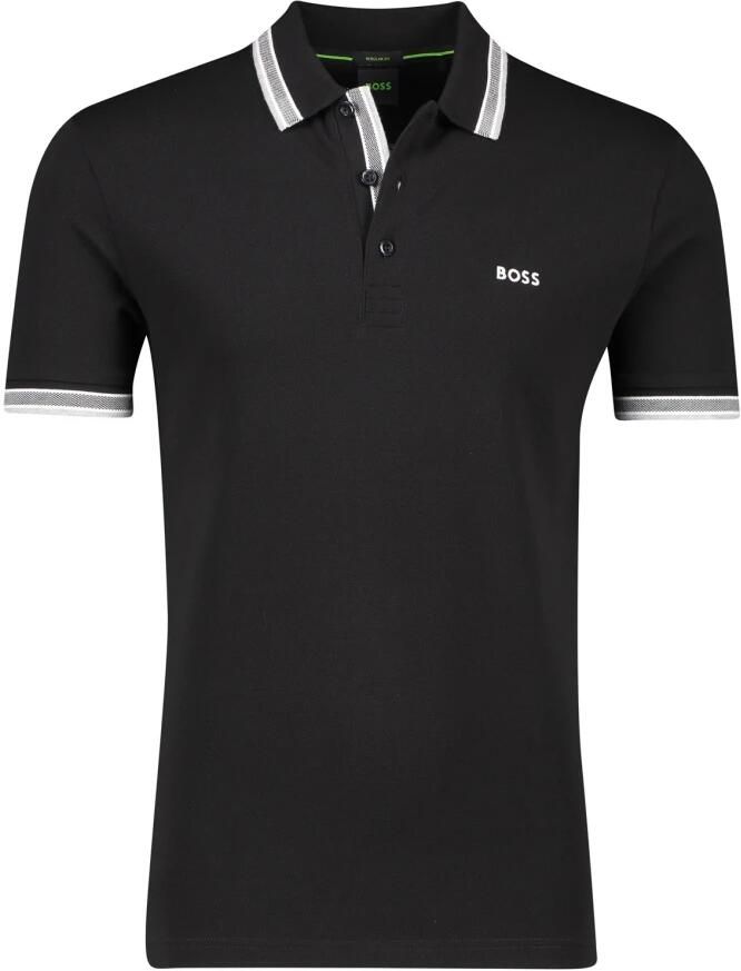 Hugo Boss Heren Polo met Details en Contrast Logo Model 50469055 Paddy Kleur Zwart Black Heren - Foto 4
