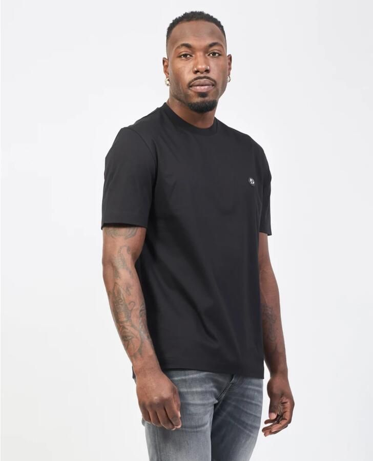 Hugo Boss Katoenen T-shirt met Front Logo Patch Black Heren - Foto 4