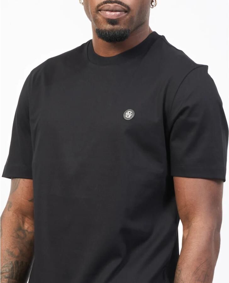 Hugo Boss Katoenen T-shirt met Front Logo Patch Black Heren - Foto 5