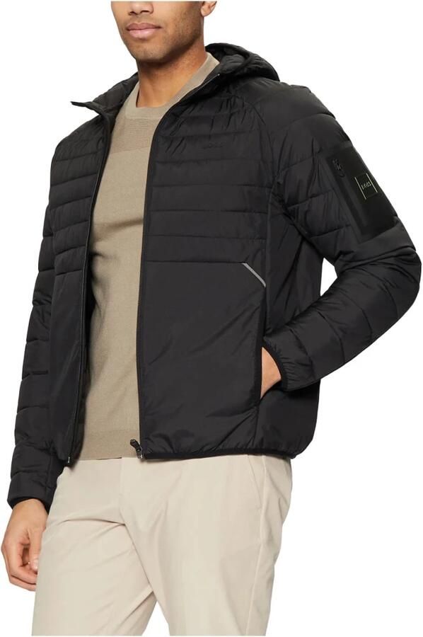Hugo Boss Zwarte gewatteerde jas met capuchon Black Heren - Foto 3