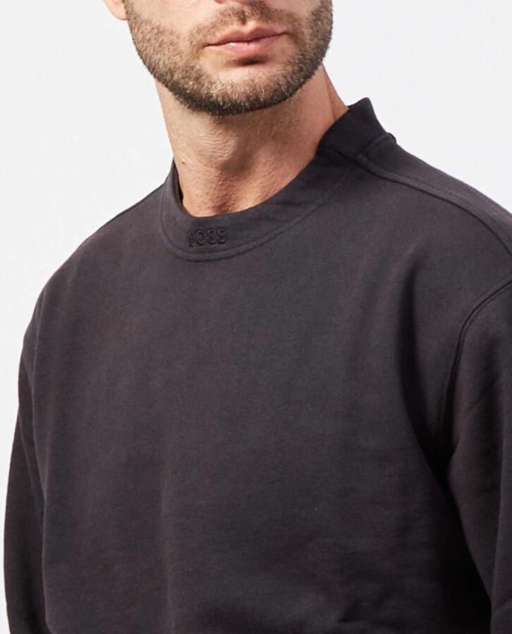 Hugo Boss Zwarte Katoenen Ronde Hals Geborduurde Trui Black Heren - Foto 4