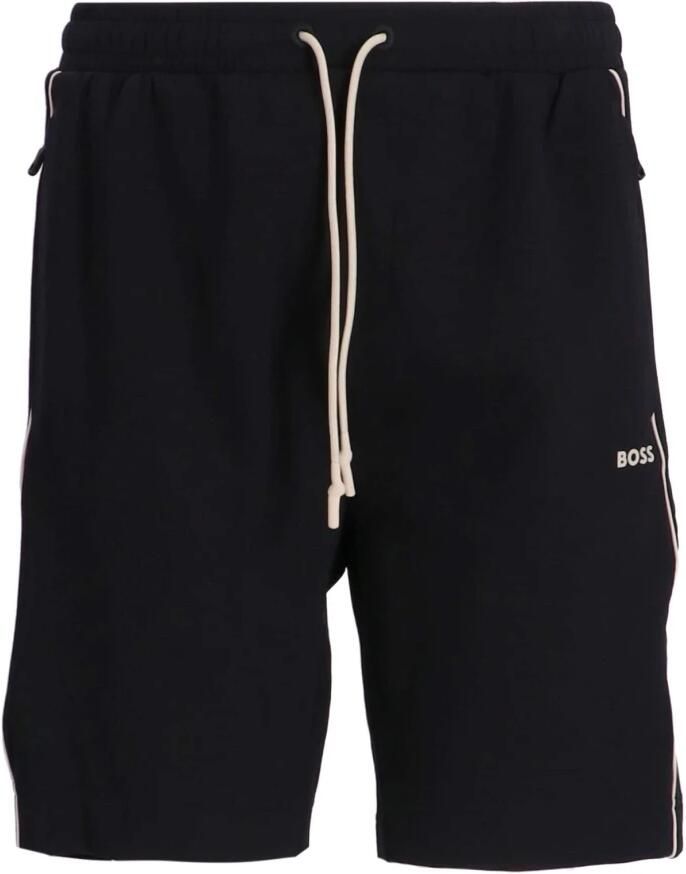 Hugo Boss Zwarte Katoenen Shorts Rechte pasvorm Black Heren