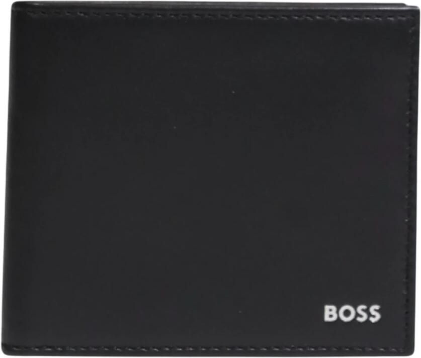 Hugo Boss Zwarte Leren Portemonnee Eenvoudige Stijl Black Heren - Foto 3