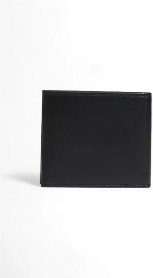Hugo Boss Zwarte Leren Portemonnee Eenvoudige Stijl Black Heren