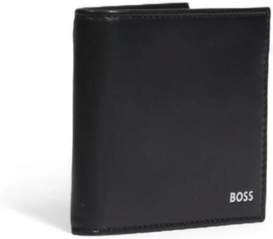 Hugo Boss Zwarte Leren Portemonnee Eenvoudige Stijl Black Heren - Foto 2