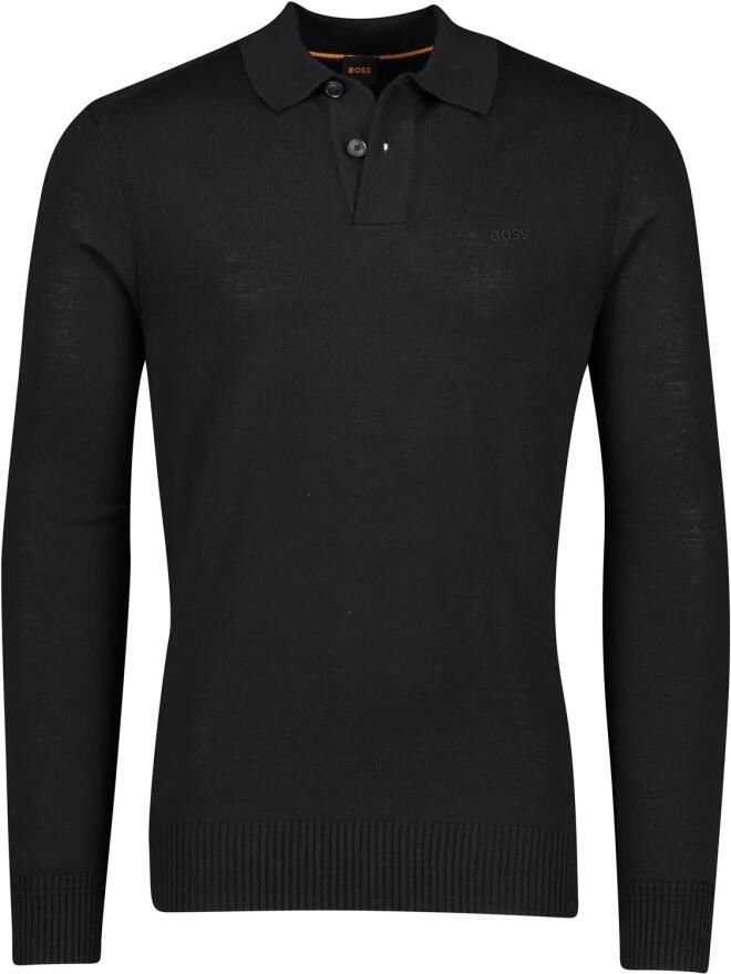 Hugo Boss Zwarte polo met lange mouwen Black Heren