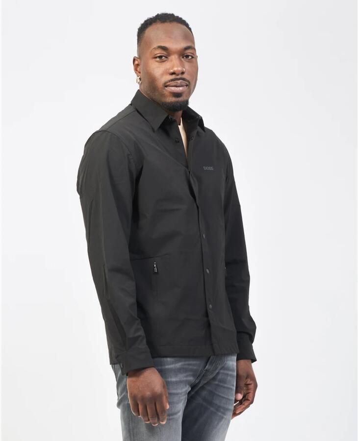 Hugo Boss Zwarte stretch overhemd met elleboogpatches Black Heren