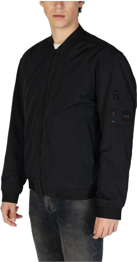 Hugo Boss Zwarte Zip-Up Jas Lente Zomer Effen Black Heren