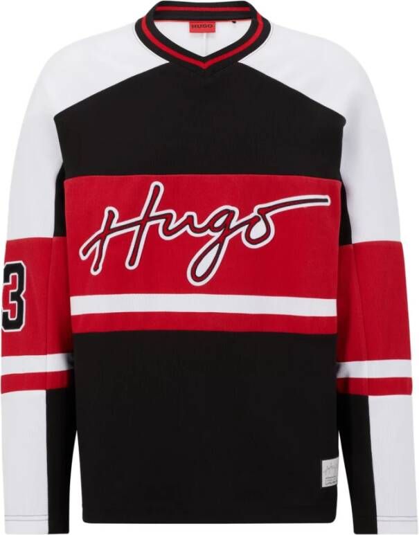 Hugo Boss Mesh Hockey Sweatshirt met Macro Signature Multicolor Heren