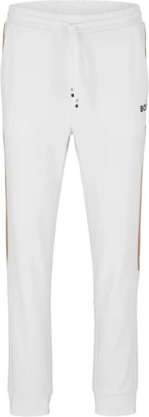 Hugo Boss Pant met elastische tailleband en bicolour banden White Heren