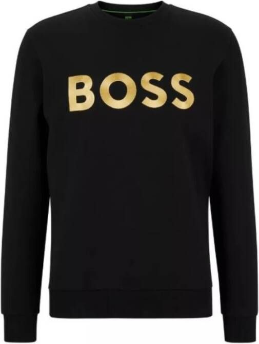 Hugo Boss Relaxed FIT Sweatshirt IN Cotton Blend With Contrasting Logo 50482898 Zwart Heren